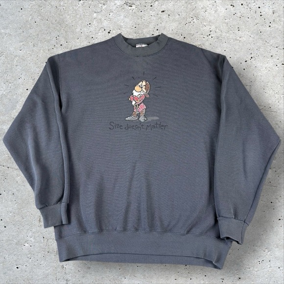 Vintage Disney Store Grumpy "Size Doesn't Matter" Sweatshirt Medium Snow White - Picture 1 of 5